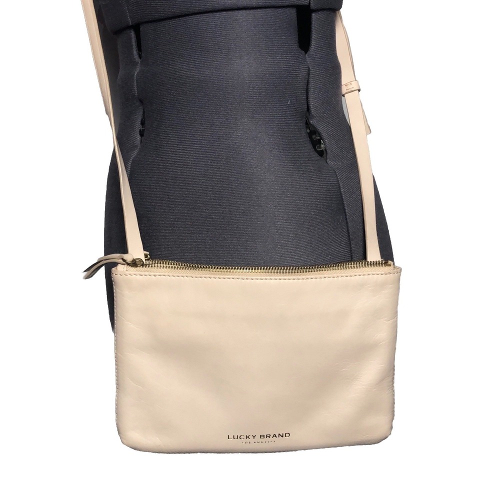 Lucky Brand 2-in-1 Crossbody‎ Wallet Macadamia Canvas Leather Bag